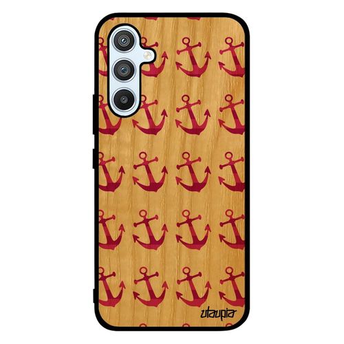 Coque Silicone Pour Samsung Galaxy A54 En Bois Ancre Pas Cher Souple Marine De Protection Personnalisé Marinière Cadeau De Noel Rose