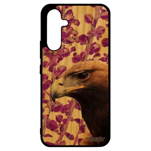 Coque En Bois Silicone Samsung Galaxy A34 Aigle Animaux Rapace Nature Rose Animal Rigide Plante Unique Oiseau Royal Portable Design