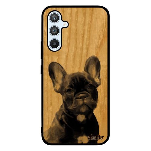 Coque Chien Samsung Galaxy A54 Bois Silicone Case Animaux Bulldog Frêne Nature Chiot Solide Canin Gris Telephone Unique 4g Jolie De