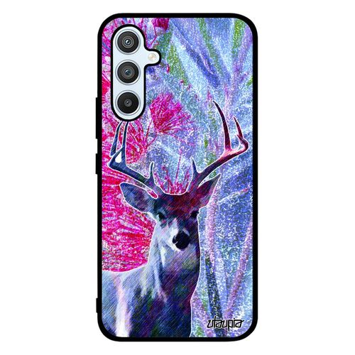 Coque Samsung Galaxy A54 Silicone Cerf Foret Dessin Design Animaux Brame Nature Bleu Animal Rigide Gibier Alu Biche Faon Housse Case