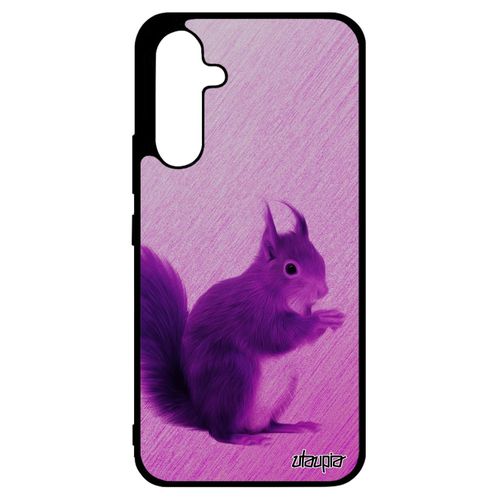 Coque Ecureuil Pour Samsung Galaxy A34 En Silicone Dessin Jolie Design De Protection Rose Housse Foret Texture Mignon Animaux Animal