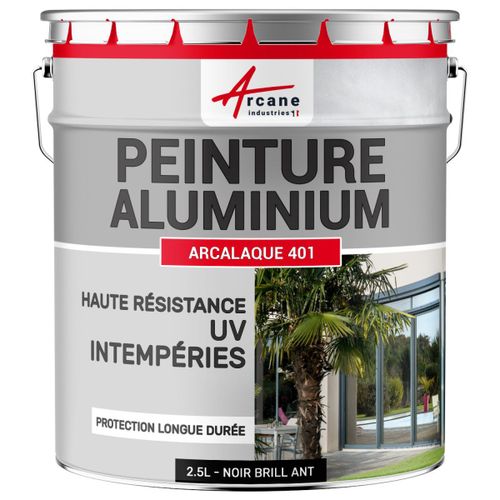 Peinture aluminium fenêtre veranda portail Noir Brillant - RAL 9005 2.5 L