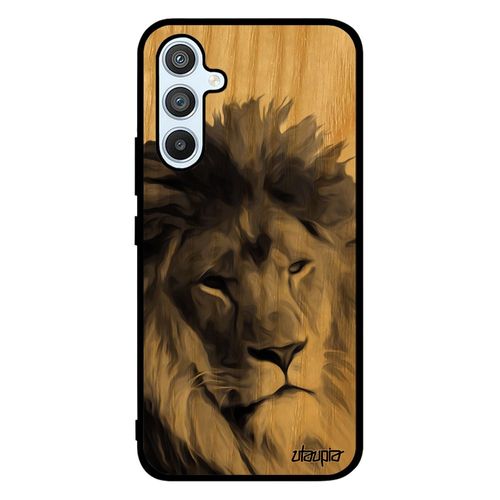 Coque Bois Pour Samsung Galaxy A54 Silicone Lion Fauve 4g Nature Design Case Original Felin Lionne Peinture Gris Roi Noir Et Blanc