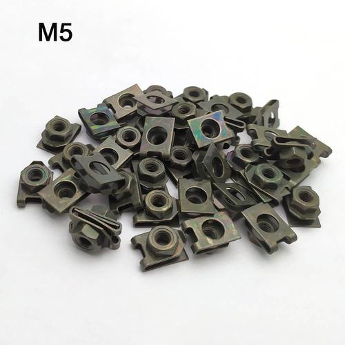 5pcs Couvercle En Plastique Avec Clips De Retenue En Métal De Type U, 5mm M5, 5/10/15/20 Pièces, Pour Voiture, Moto, Scooter, Atv, E-Bike, Armygreen Nipseyteko®