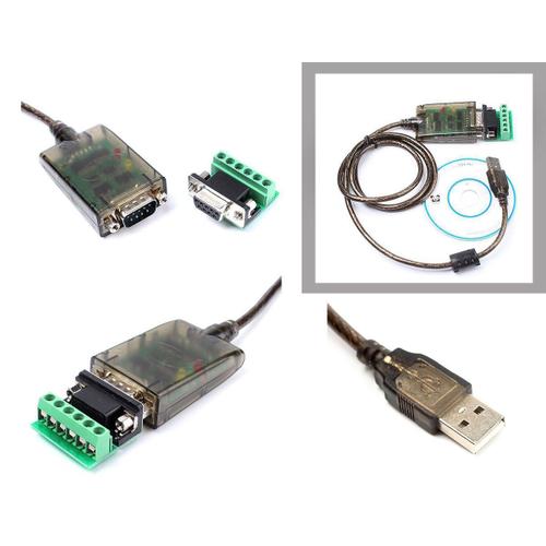 Convertisseur USB vers RS422 RS485 CHIPSET FTDI FT232 - Permet le montage d'un materiel série RS-485 ou RS-422 (fil à fil ou par fiche DB9) sur un simple port USB