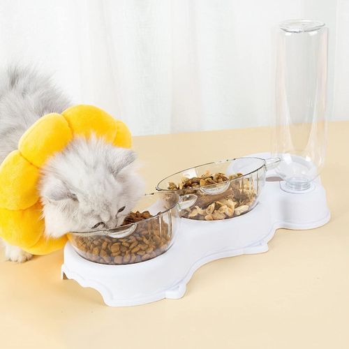 Double Gamelle Chat Surélevée, Gamelle Pour Chat Double, Mangeoirs Et Abreuvoirs Pour Chats, Bol Pour Chat 3 En 1 En Anti-Vomissements, Pour Les Chats Et Les Chiots