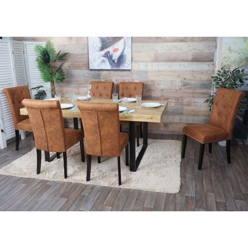 Lot De 6 Chaises De Salle À Manger Chesterfield Ii, Chaise De Cuisine, Rivets   Imitation Daim, Pieds Foncés