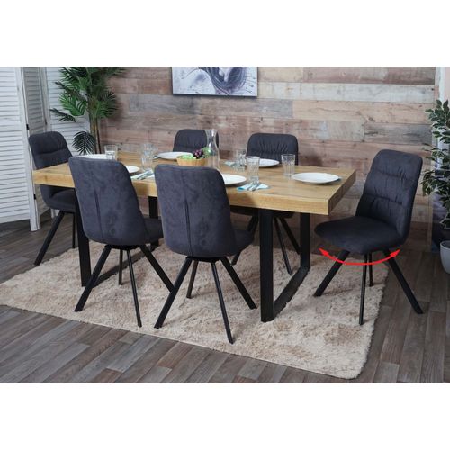 Lot De 6 Chaises De Salle À Manger Hwc-J69, Chaise De Cuisine, Pivotante Auto-Position, Velours   Anthracite
