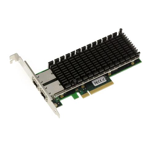 Carte PCIe 3.0 8X ETHERNET 10G 2 Ports. 2 connecteurs RJ45. Chipset Intel X540. Equerres High et Low Profile.