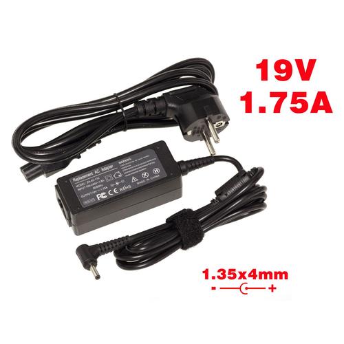 Alimentation pour PC Portable 19V 1.75A embout 1.35x4mm - Equivalent ASUS X202 X201 K200CA C200 C300 C300MA X200 X200CA X200MA Q200 S200