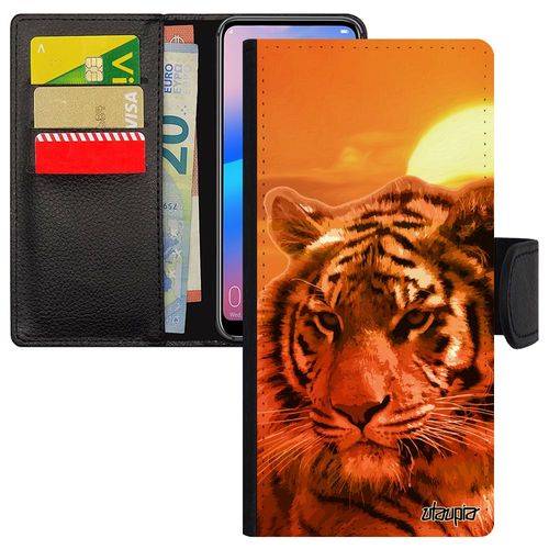 Coque Tigre Samsung Galaxy A34 Rabat Orange Couché De Soleil Unique Predateur Fauve Tigresse Animaux 4g Portable Design Case Ciel En