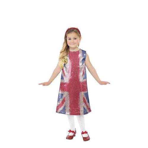 Déguisement Robe Scintillante Union Jack Royaume-Uni Fille