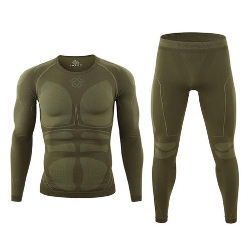 Couleur Vert Armée Taille M Veste Et Pantalon De Ski Thermique Pour Homme, Vêtements À Séchage Rapide Pour L'hiver Et Les Sports De Plein Air, Ensemble De Sous-Vêtements