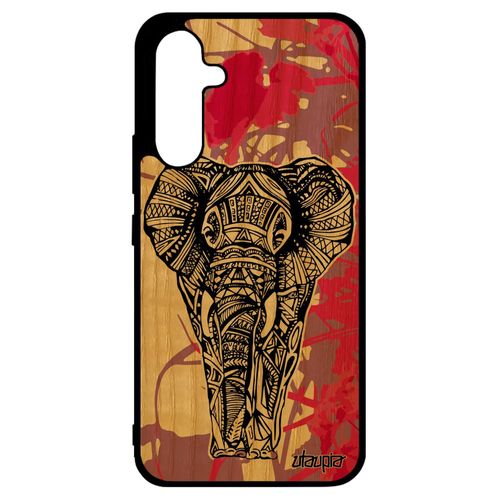 Coque Silicone Telephone Samsung Galaxy A34 En Bois Elephant Azteque Ethnique Femme Dessin Graphique Rose Animal Zen Nature Portable