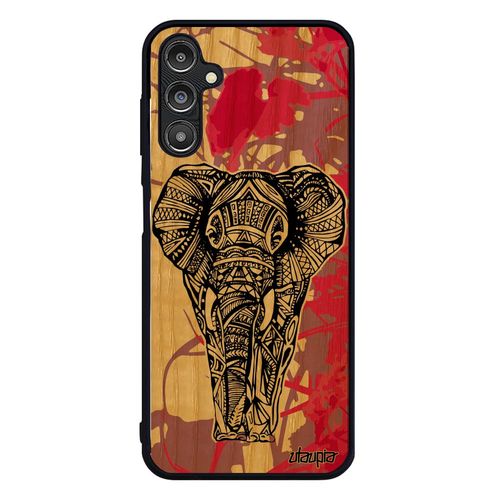 Coque Bois Silicone Samsung Galaxy A14 4g 5g Elephant 4g Rose Azteque Solide Pas Cher Antichoc Ethnique Dessin Tribal Animal Femme