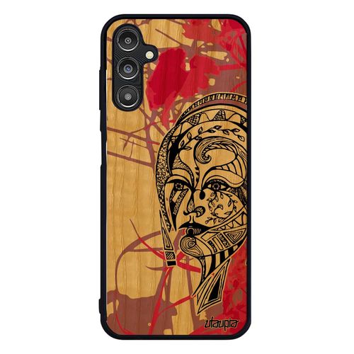 Coque Antichoc Samsung Galaxy A14 4g 5g En Vrai Bois Silicone Femme Nature Rose Azteque Fleur Dessin Ethnique 4g Animal Fee Fille De