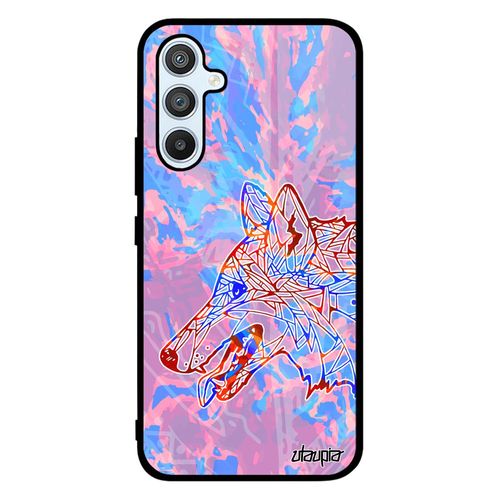Coque Loup Antichoc Pour Samsung Galaxy A54 Silicone Homme Etui Azteque Bleu Tattoo Mechant Animaux Ethnique Foret De Made In France