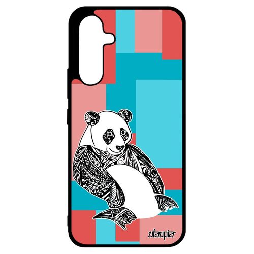 Coque Samsung Galaxy A34 Silicone Panda Geometrique Femme Smartphone Dessin Azteque Portable Animaux Carré Rose Ethnique Graphique