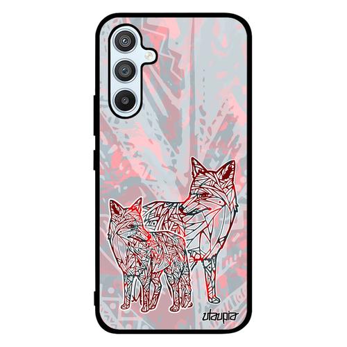 Coque Telephone Pour Samsung Galaxy A54 Silicone Renard Dessin Ethnique Homme Foret Plume Tribal De Protection Smartphone Etui Rouge