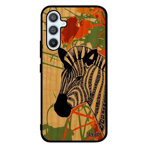 Coque Zebre Pour Samsung Galaxy A54 En Bois Silicone Cheval Noir Et Blanc Animaux Ethnique Orange Noir Dessin Housse Bumper Azteque