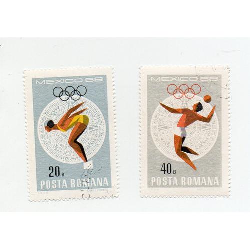 Roumanie- Lot De 2 Timbres Oblitérés- Jeux Olympiques De Mexico