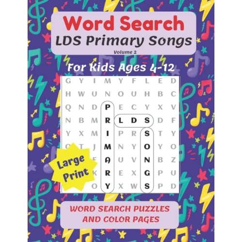 Lds Primary Songs - Volume 2: Word Search Anad Coloring Book
