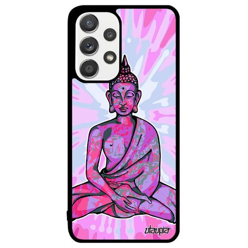 Coque Silicone Pour Samsung A33 Bouddha Bouddhisme Image Soleil Yoga Cadeau D'anniversaire Noir Graphique Assis Rose Tibet De Galaxy