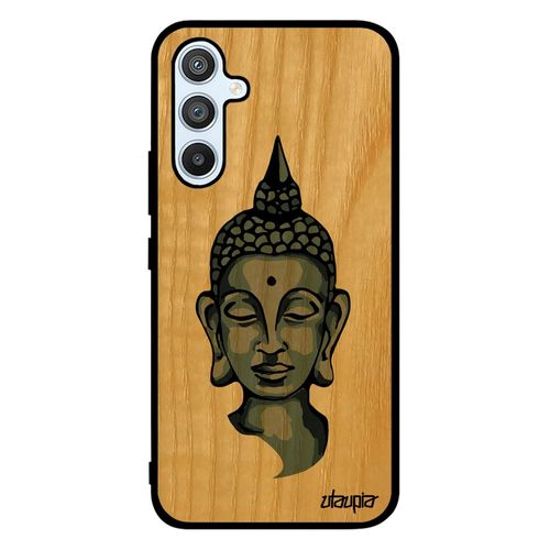 Coque En Bois Pour Samsung Galaxy A54 Silicone Bouddha Visage Portrait Gris Bouddhisme Portable Housse Yoga Nepal Image Thailande De