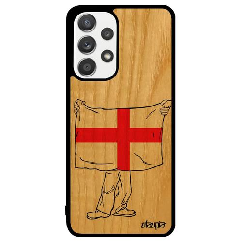 Coque Samsung Galaxy A33 Bois Silicone Drapeau Angleterre Anglais Mobile Grande Bretagne Football Britannique Rugby United Kingdom