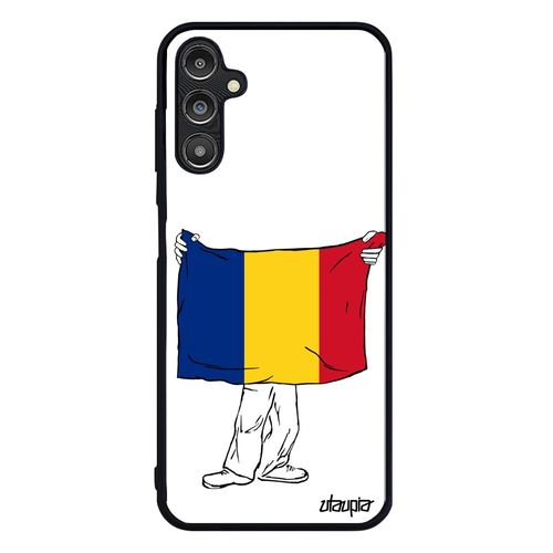 Coque Samsung Galaxy A14 4g 5g Silicone Drapeau Roumanie Roumain Alu Original Euro Housse Noir Coupe D'europe Basket Football Foot