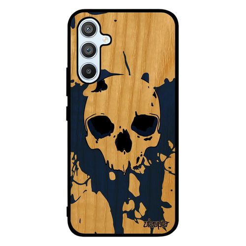 Coque Pour Samsung Galaxy A54 En Bois Silicone Tete De Mort De Protection Epouvante Pirate Tache Peinture Bleu Cadeau D'anniversaire