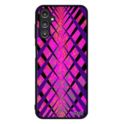 Coque Pour Samsung Galaxy A14 4g 5g Silicone Design Carreau Rose De Protection Housse Motif Losange Coloré Telephone Made In France