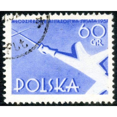 Timbre Oblitéré Polska, Mlodziezowe Mistrzostwa Swiata, 1957, 60 Gr