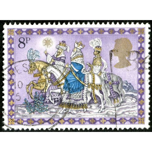Timbre Oblitéré Angleterre, Trois Mages, 8 P