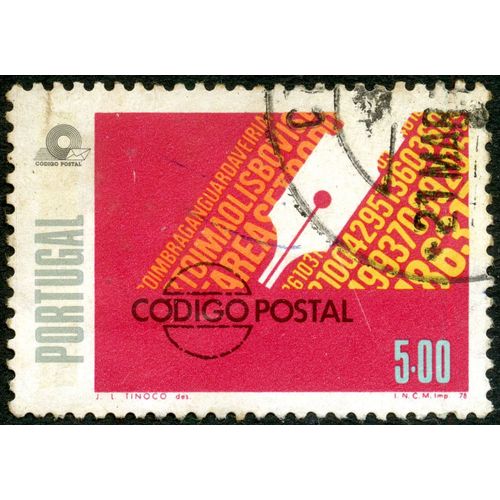 Timbre Oblitéré Portugal, Codigo Postal, 5.00