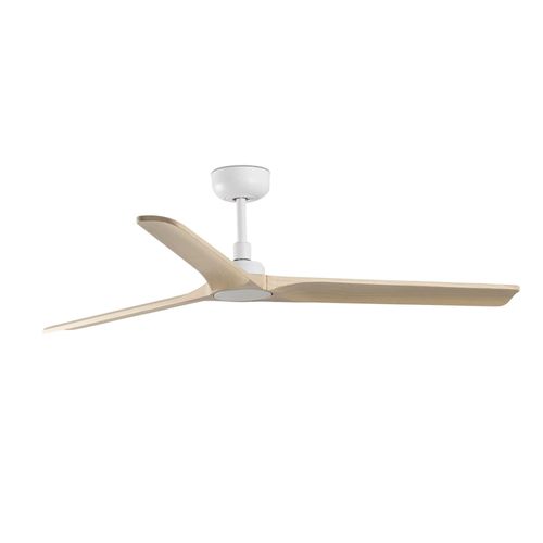 Faro Heywood Ventilateur De Plafond Blanc Moyen En Bois Clair Avec Moteur À Courant Continu, 6 Vitesses