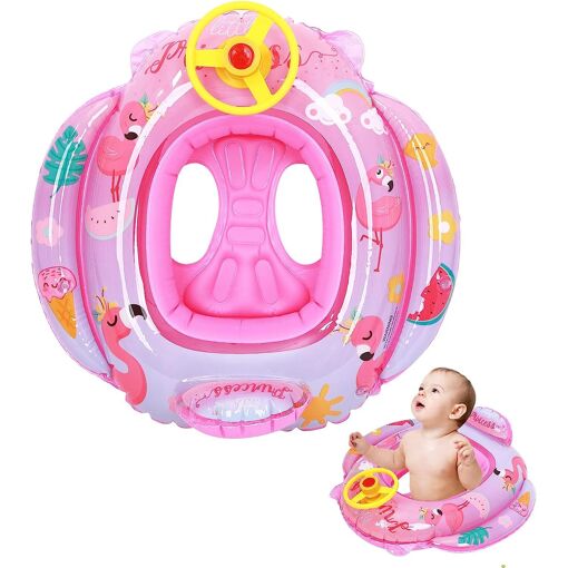 Anneau De Natation Bébé Avec Siège Piscine, Bouée Gonflable + 2 Pistolets à Eau - 1-6 Ans