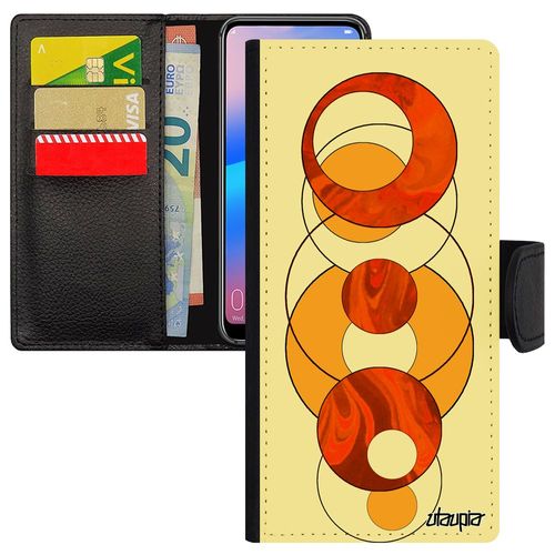 Coque Pour Samsung Galaxy A34 Simili Cuir Portefeuille Marbre Bumper Portable Orange Design Granite Fond Rigide Motif Forme Effet De