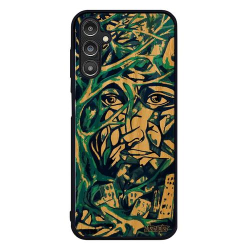 Coque A14 4g 5g Bois Silicone Portrait Street Art Bleu Abstrait Arbre Frêne Dessin Homme De Protection Visage Housse Samsung Galaxy