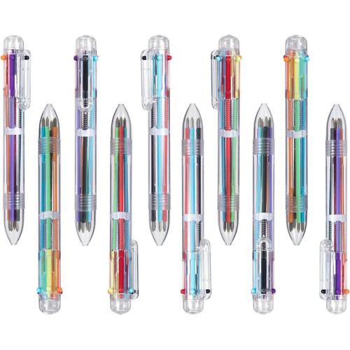 Lot de 6 stylos à bille rétractables multicolores 6 en 1 de 0,5 mm, stylos  multicolores pour fournitures scolaires et de bureau, stylos colorés pour