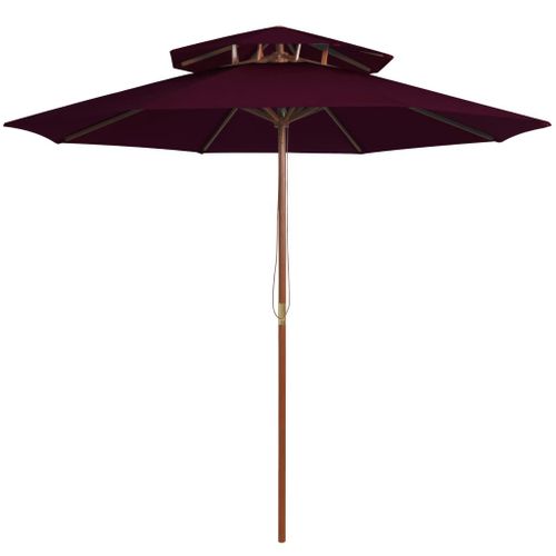 Parasol Double Avec Mât En Bois 270 Cm Rouge Bordeaux Helloshop26 02_0008443