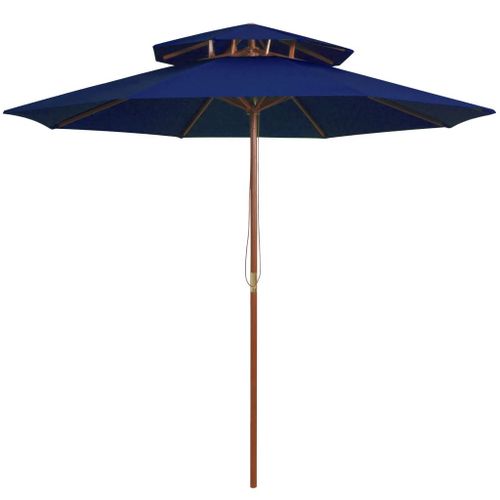 Parasol D'extérieur Double Avec Mât En Bois 270 Cm Bleu Helloshop26 02_0008441