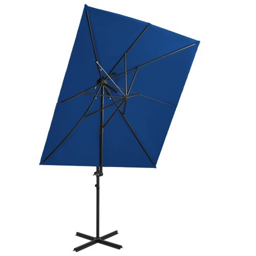 Parasol Déporté À Double Toit 250 X 250 Cm Bleu Helloshop26 02_0008566