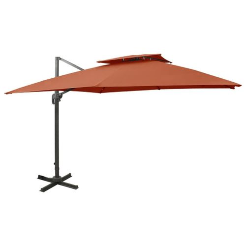 Parasol Déporté À Double Toit 300 X 300 Cm Orange Helloshop26 02_0008562