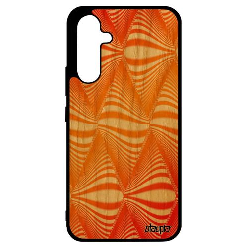 Coque Bois Illusion D'optique Samsung Galaxy A34 Silicone Triangle De Protection Original Vague Magie Graphique Effet Moderne Orange