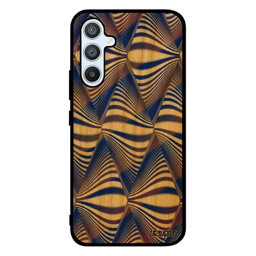 Coque De Protection Samsung Galaxy A54 En Bois Veritable Silicone Illusion D'optique Vague Frêne Design Bicolore Pas Cher Magie Bleu