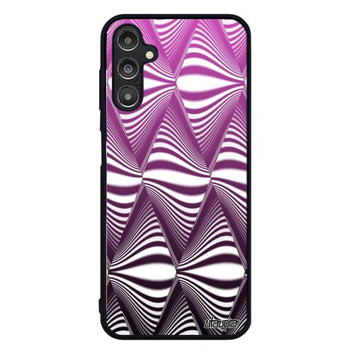 Coque Samsung Galaxy A14 4g 5g Silicone Illusion D'optique Etui Losange Rose Dégradé Graphique Bumper Vague Design Telephone Housse