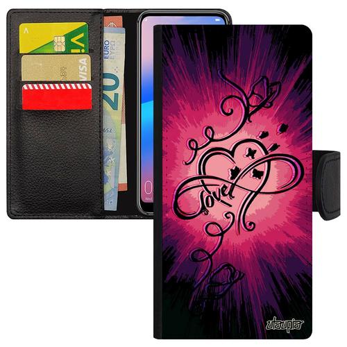 Coque Rabat Samsung A54 En Simili Cuir Porte Cartes Infini Love Soleil Smartphone Espoir Cadeau Saint Valentin Illimité Amour Galaxy