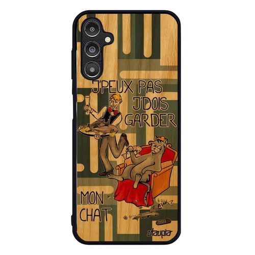 Coque Samsung Galaxy A14 4g 5g Bois Silicone Humour J'peux Pas J'dois Garder Mon Chat Jpeux Bumper Texte Gris Je Comique Etui Dessin