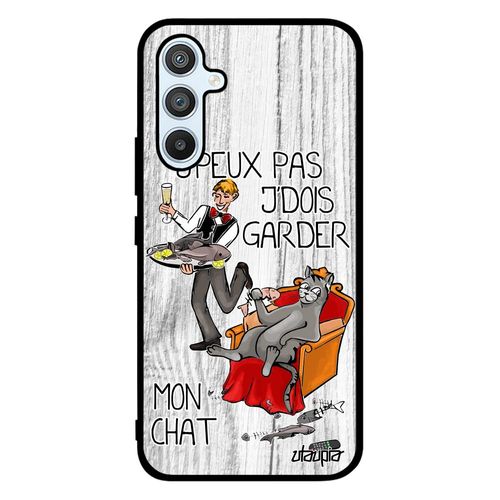 Coque Pour Samsung Galaxy A54 Silicone J'peux Pas J'dois Garder Mon Chat Humoristique Je Animaux Drole Cover Gris Aluminium Housse